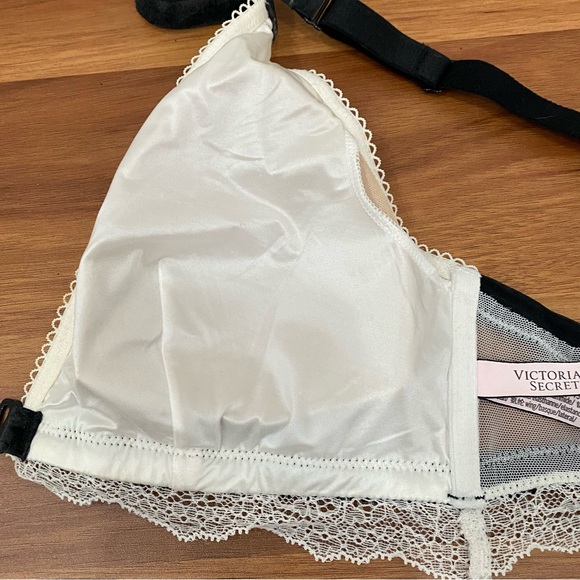 Victoria’s Secret White Chantilly Lace Front Close Velvet Trims Bralette Size L - Picture 6 of 14